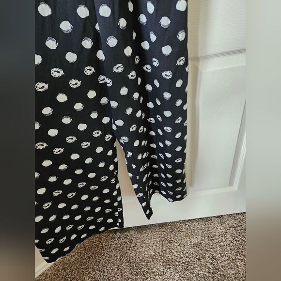 Boohoo Black & White Polka Dot Print Wrap Style Baggy Wide Leg Jumpsuit S - Picture 8 of 10